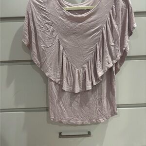 LOFT Pink Ruffled Short Sleeve Blouse